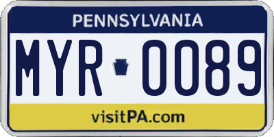 PA license plate MYR0089