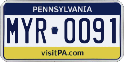 PA license plate MYR0091