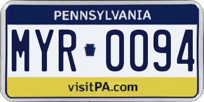 PA license plate MYR0094