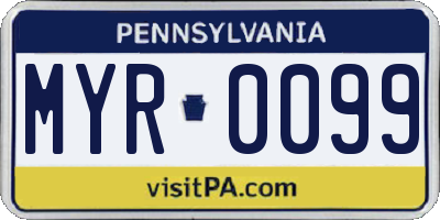 PA license plate MYR0099