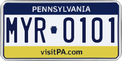 PA license plate MYR0101
