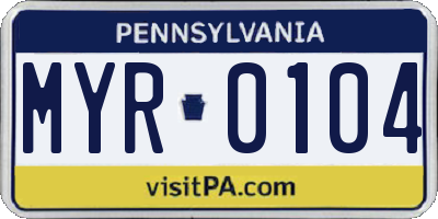 PA license plate MYR0104