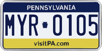 PA license plate MYR0105