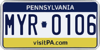PA license plate MYR0106
