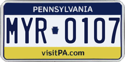 PA license plate MYR0107