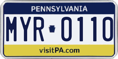 PA license plate MYR0110