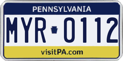 PA license plate MYR0112