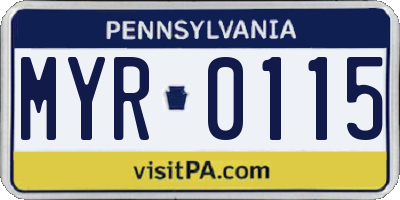PA license plate MYR0115