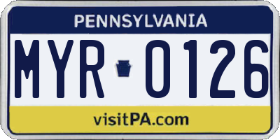 PA license plate MYR0126