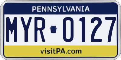 PA license plate MYR0127
