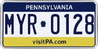 PA license plate MYR0128