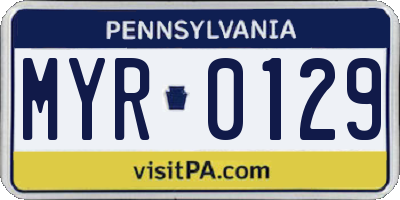 PA license plate MYR0129