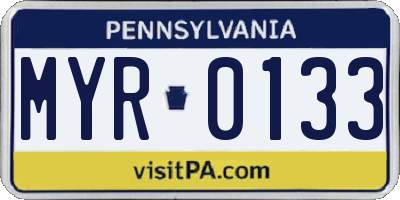 PA license plate MYR0133