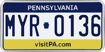 PA license plate MYR0136