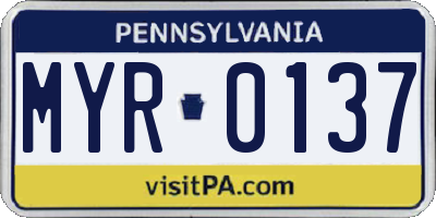 PA license plate MYR0137