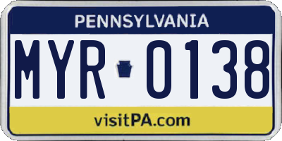 PA license plate MYR0138