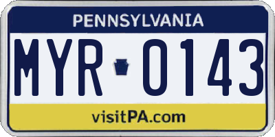 PA license plate MYR0143