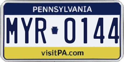 PA license plate MYR0144