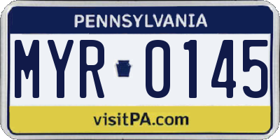 PA license plate MYR0145