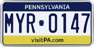 PA license plate MYR0147