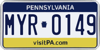 PA license plate MYR0149