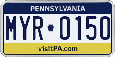 PA license plate MYR0150