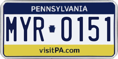 PA license plate MYR0151