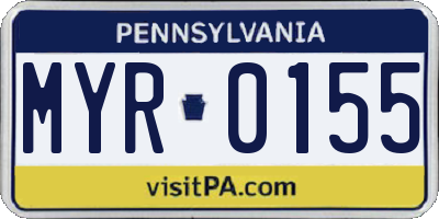 PA license plate MYR0155