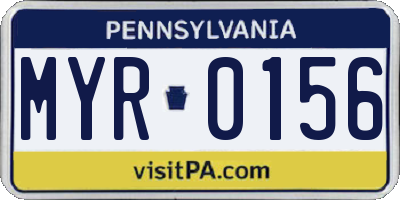 PA license plate MYR0156