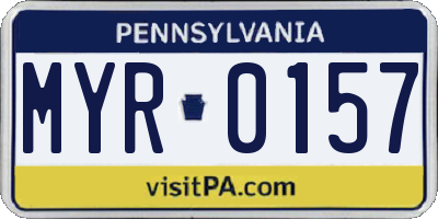 PA license plate MYR0157
