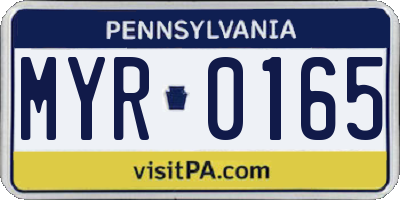 PA license plate MYR0165
