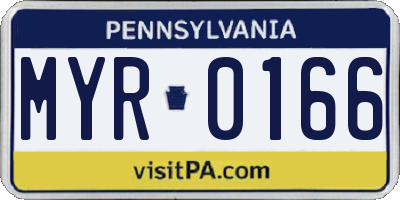 PA license plate MYR0166