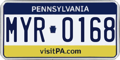 PA license plate MYR0168