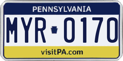 PA license plate MYR0170