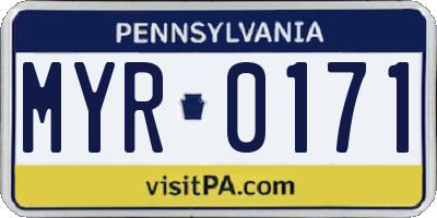 PA license plate MYR0171