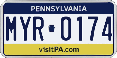 PA license plate MYR0174
