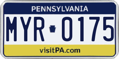 PA license plate MYR0175
