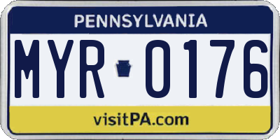 PA license plate MYR0176
