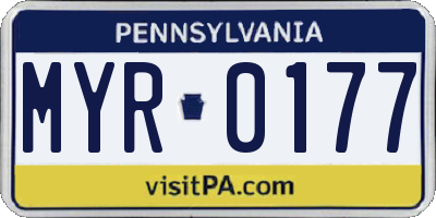 PA license plate MYR0177