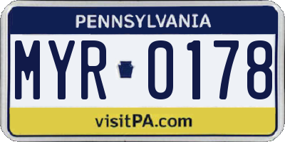 PA license plate MYR0178