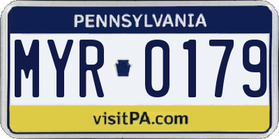 PA license plate MYR0179