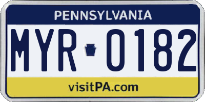 PA license plate MYR0182