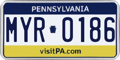 PA license plate MYR0186