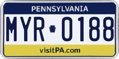 PA license plate MYR0188