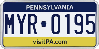 PA license plate MYR0195