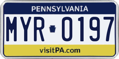 PA license plate MYR0197