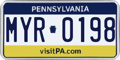 PA license plate MYR0198