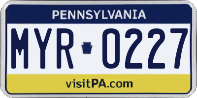 PA license plate MYR0227