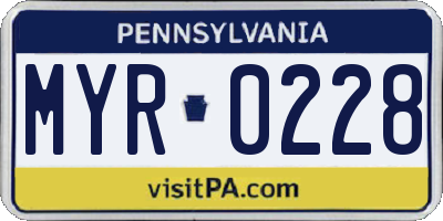 PA license plate MYR0228