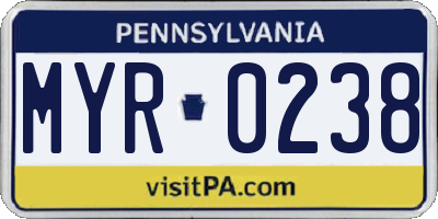 PA license plate MYR0238